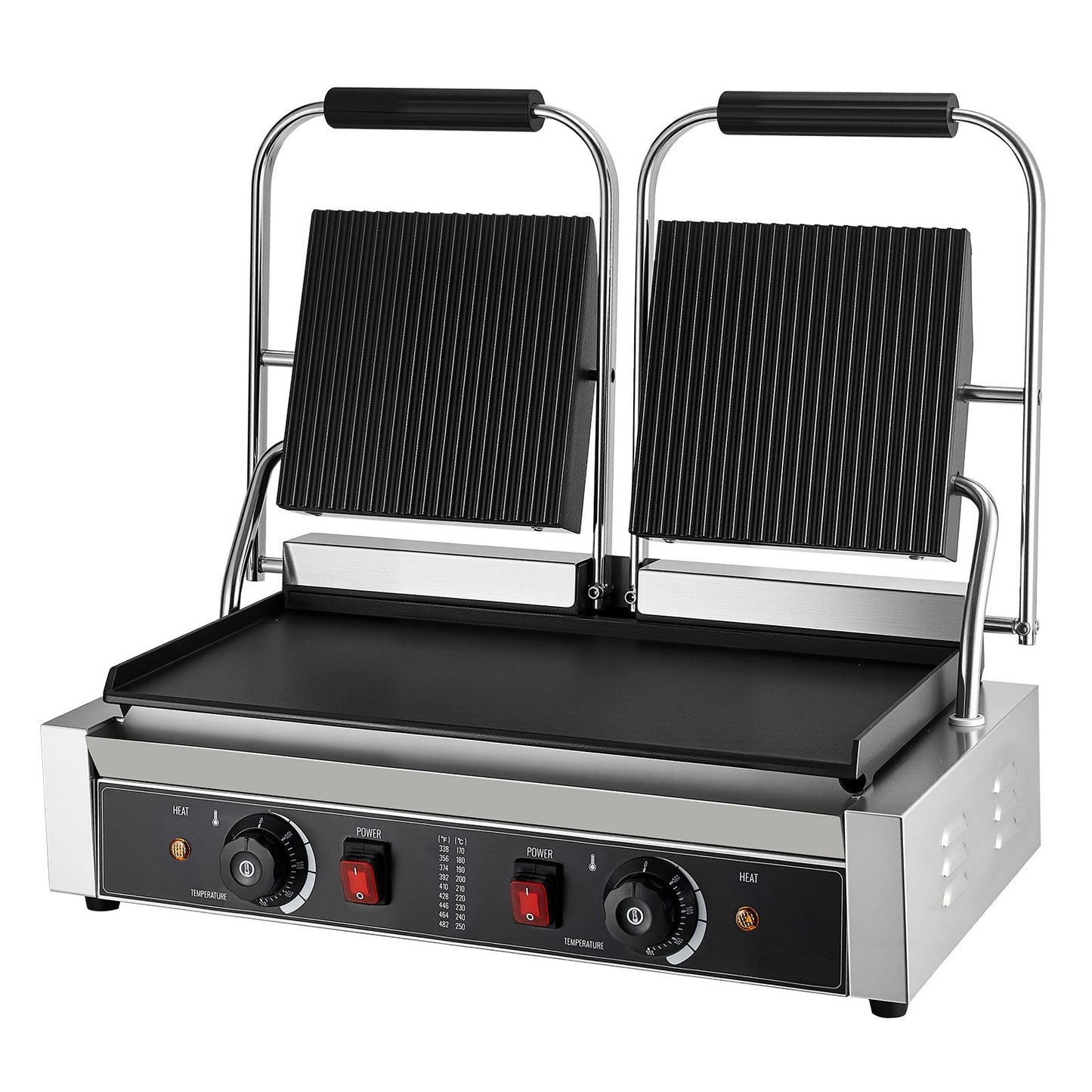 Commercial Electric Panini Press Grill with 19x9 Inch Non-Stick Plate