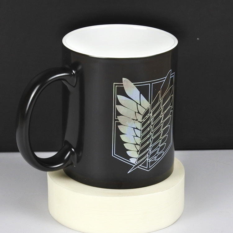 Temperature Sensitive Double-Layer Ceramic Mug with Pattern, 320ml