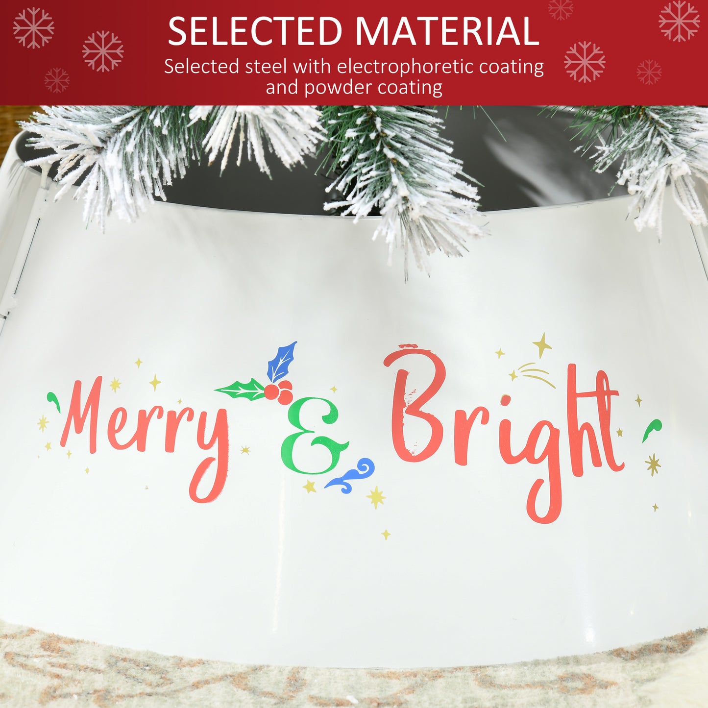 Christmas Tree Collar - Cream White Steel Decoration, 26"