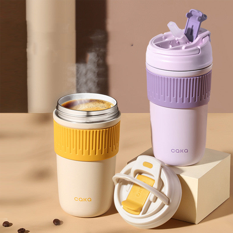Handheld Ceramic Stainless Steel Insulated Cup - Large Capacity Drinkware