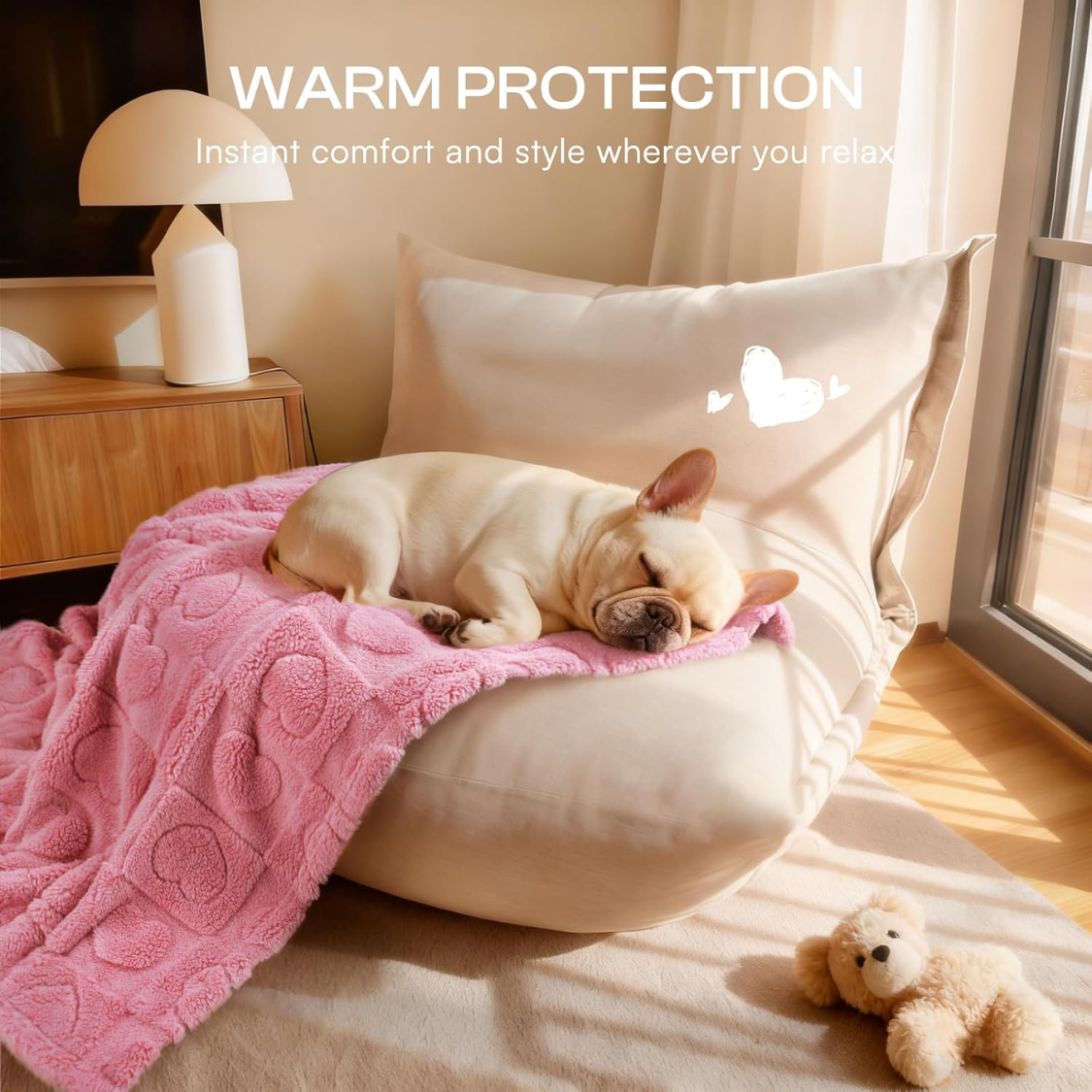 Washable Small Dog Blanket with Premium Fleece - Soft Cozy Pet Bed Cover