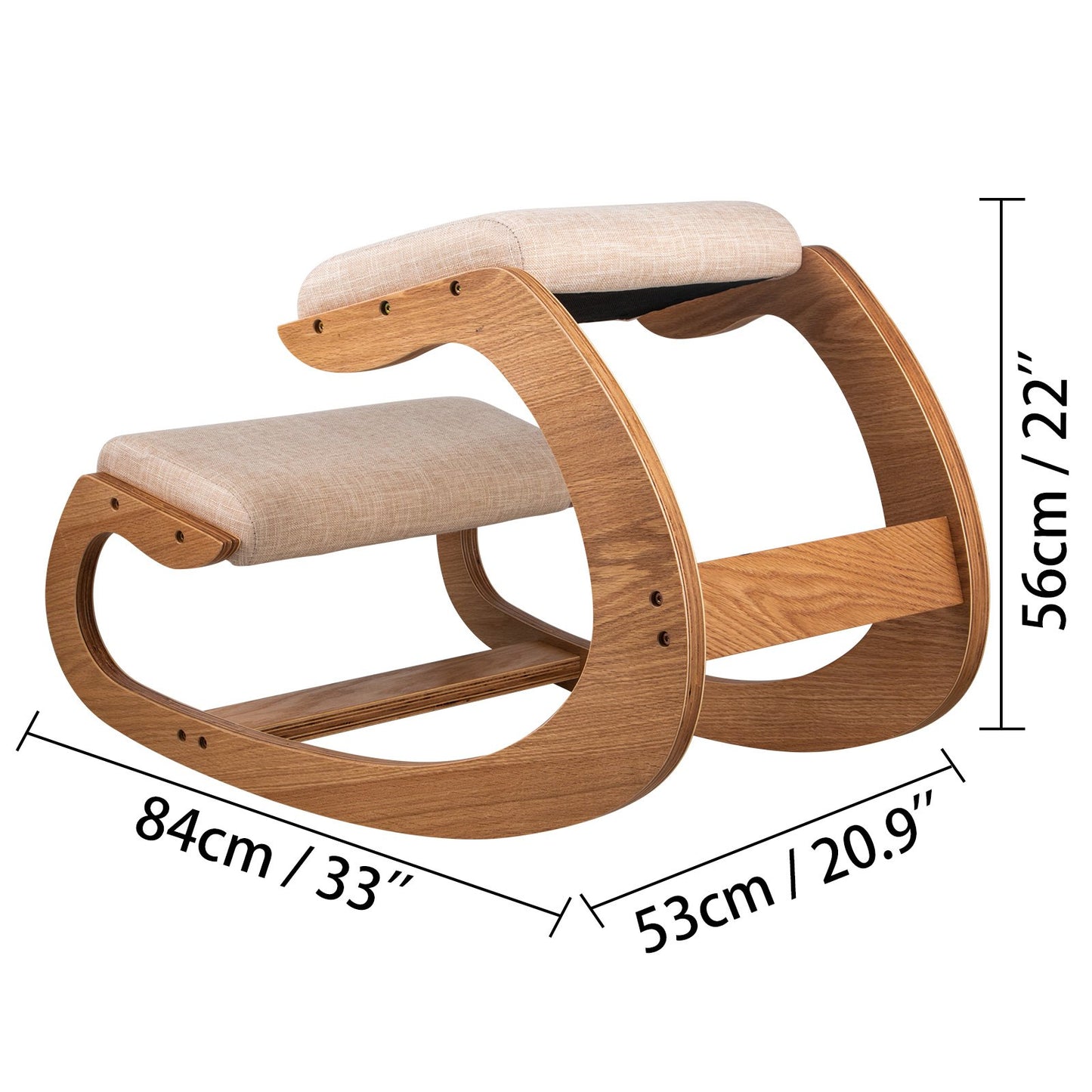 Ergonomic Kneeling Chair for Better Posture - Natural Wood
