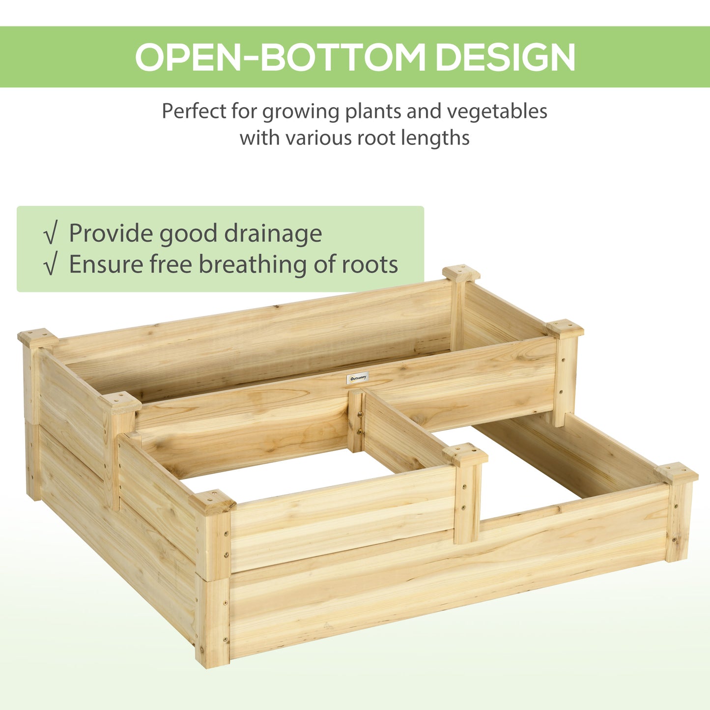 3-Tier Raised Wooden Garden Bed Planter Box Outdoor Planting Garden Bed