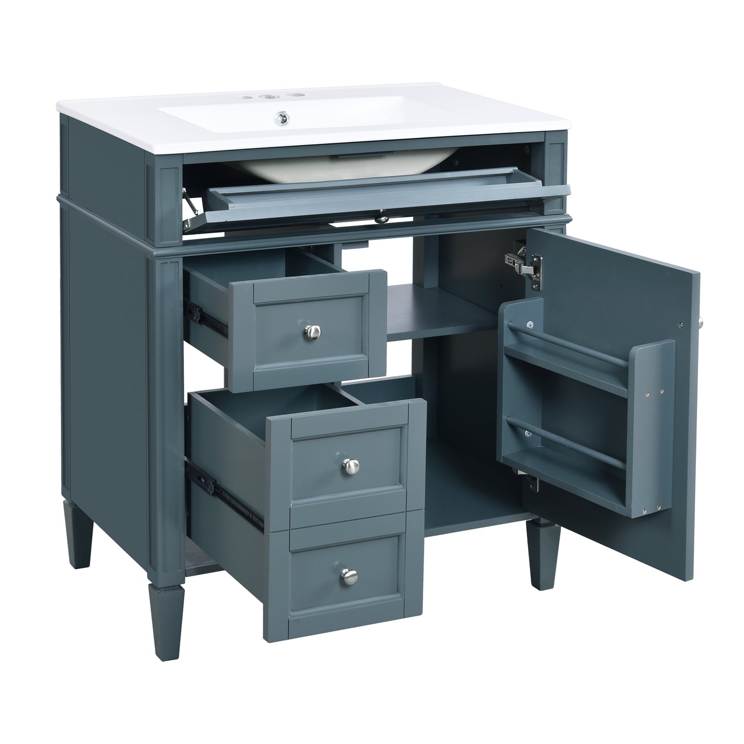 30'' Modern Bathroom Vanity with Sink & Storage - Blue