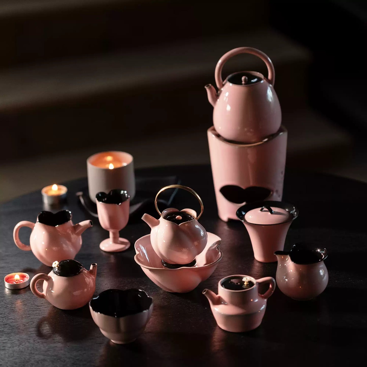 Ceramic Tea Set with Cloud and Rose Design - Includes Teapot and Cups, Multiple Styles