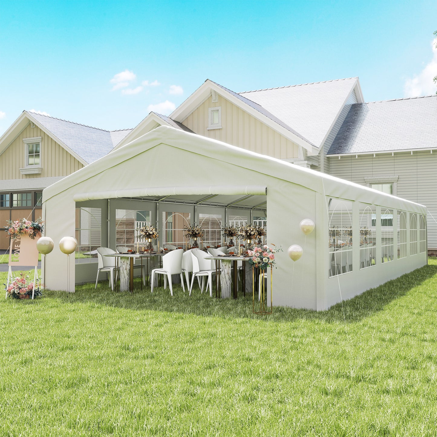 20' x 40' Large Wedding Tent with Removable Sidewalls - White