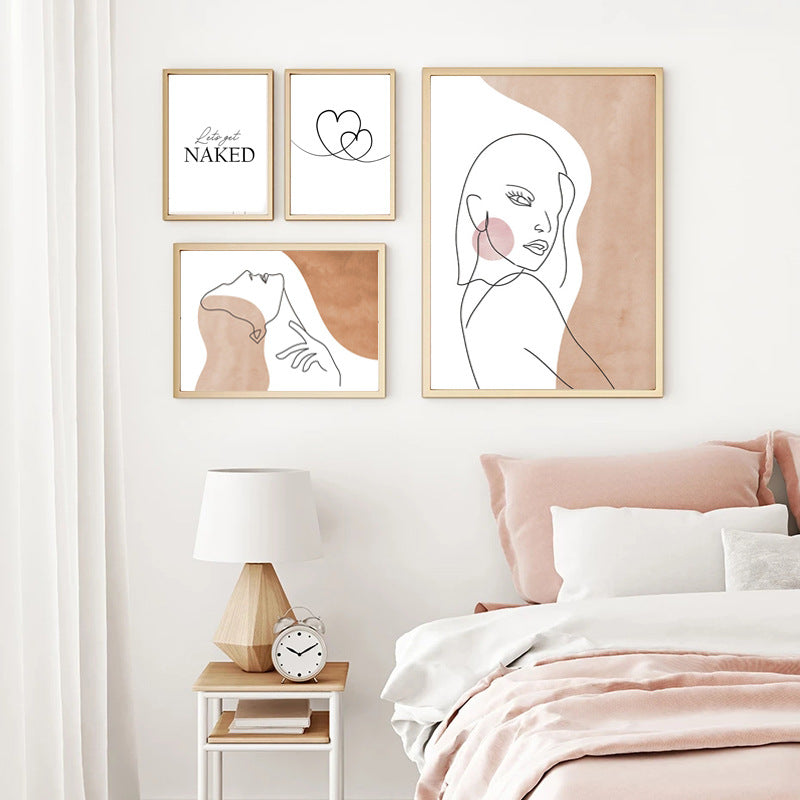Girls Abstract Nordic Canvas Wall Art for Living Room & Bedroom