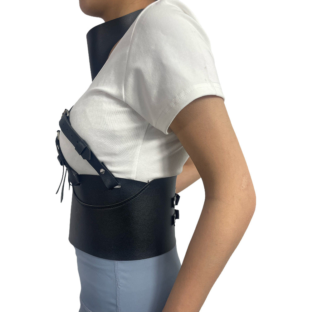Women's Leather Chest Cover Halter Adjustable Belt for Adult Wellness