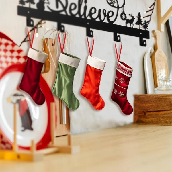 Santa Snowman Wall Hooks - Festive Christmas Stocking Hangers