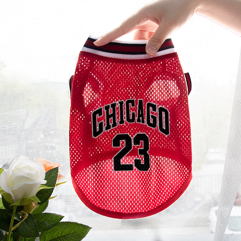 Large Mesh Basketball Dog Vest - Summer Pet Clothes for Active Dogs