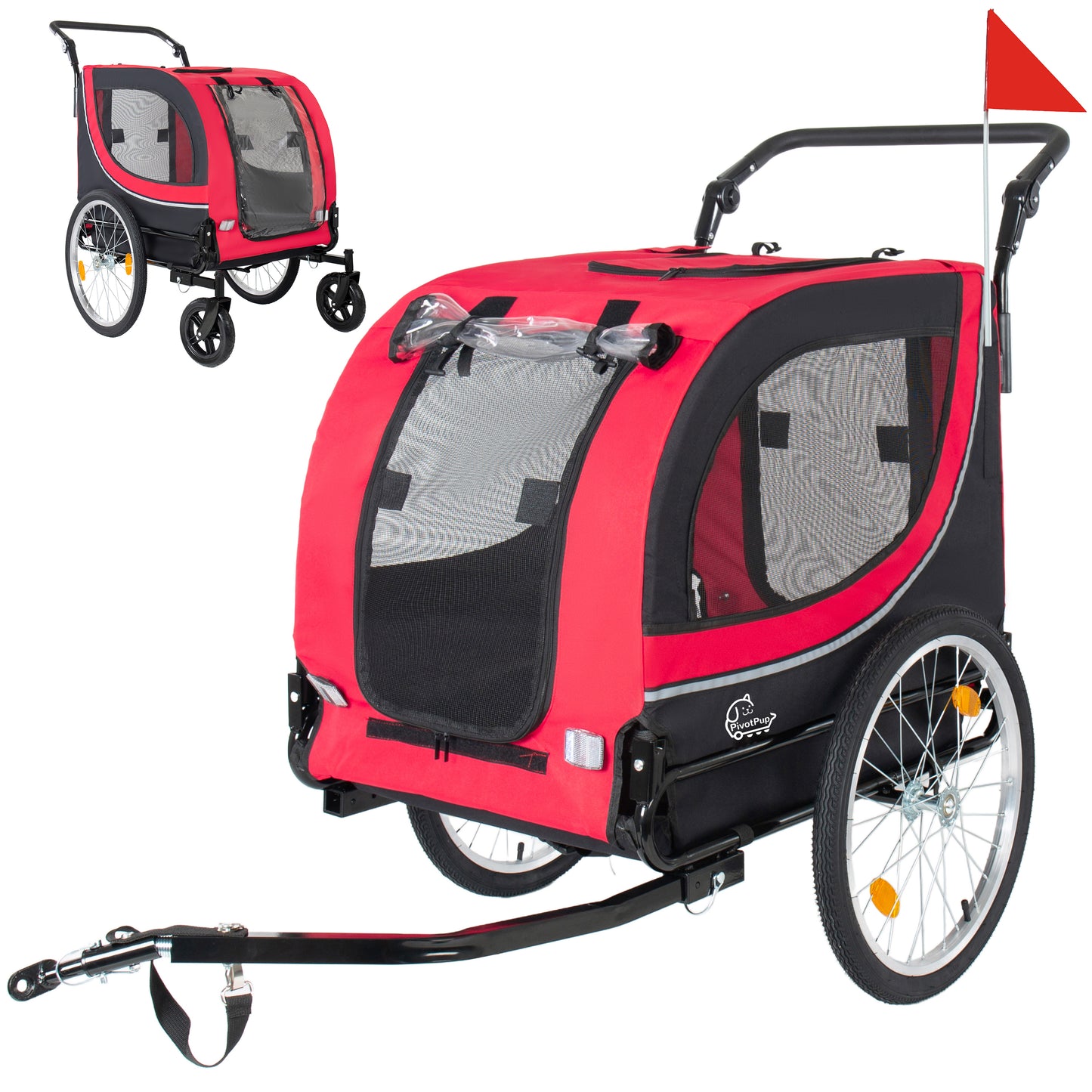 2-in-1 Bike Trailer & Pet Stroller For Dogs Up To 100lbs Foldable