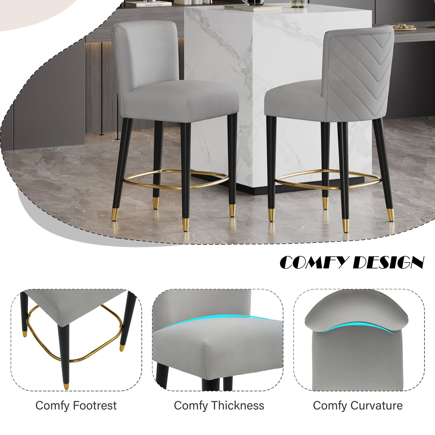 27inch-counterstool, Modern Design With A Smooth, Light - Colored