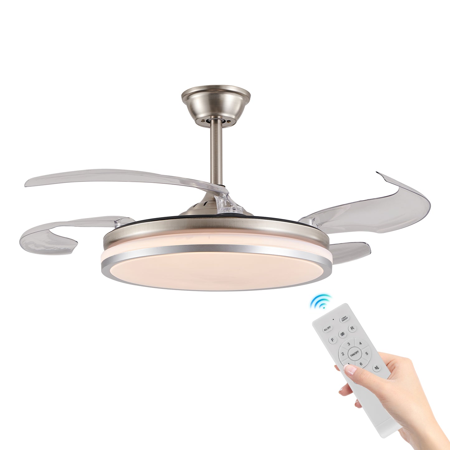 42 Inch Modern LED Ceiling Fan with Light & Remote Control - 6 Speed