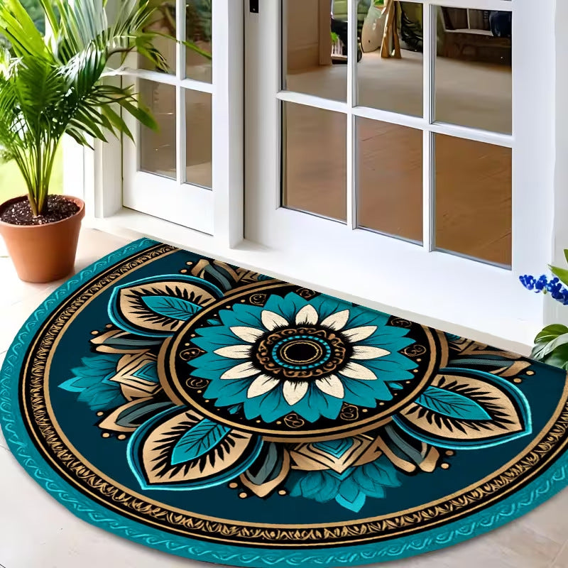 Crystal Velvet Semi-Circular Anti-Fouling Floor Mat - Multiple Sizes & Styles