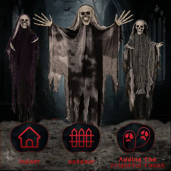 3 Pack Hanging Halloween Skeleton Ghost Decorations - Grim Reapers