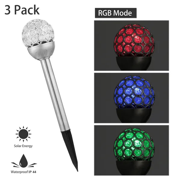 Solar Outdoor Ball String Lights - Waterproof RGB Garden Decor Lamp, 3 Pack