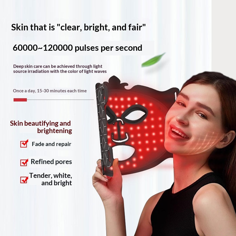 Colorful LED Beauty Mask for Home Facial Phototherapy - Black