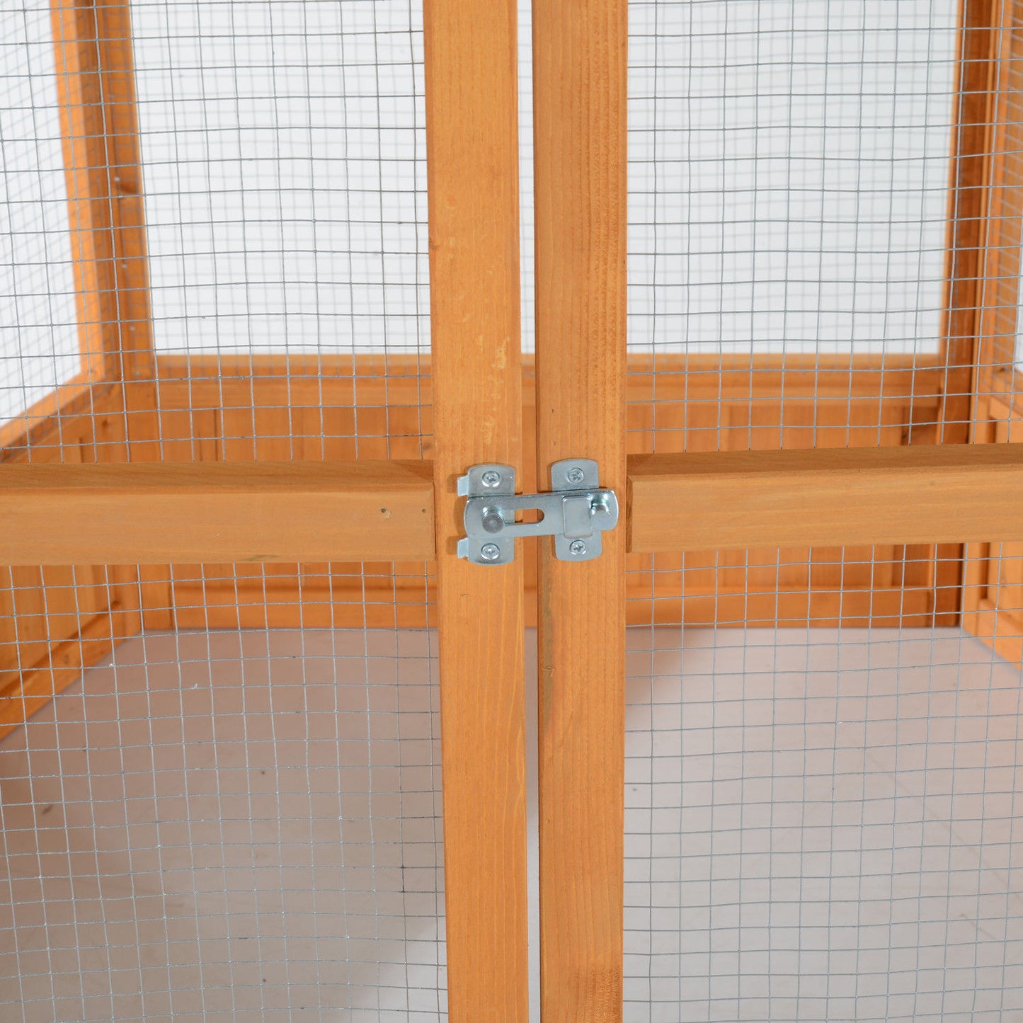 69-Inch Wooden Hexagonal Outdoor Bird Cage with Cover Roof Brown
