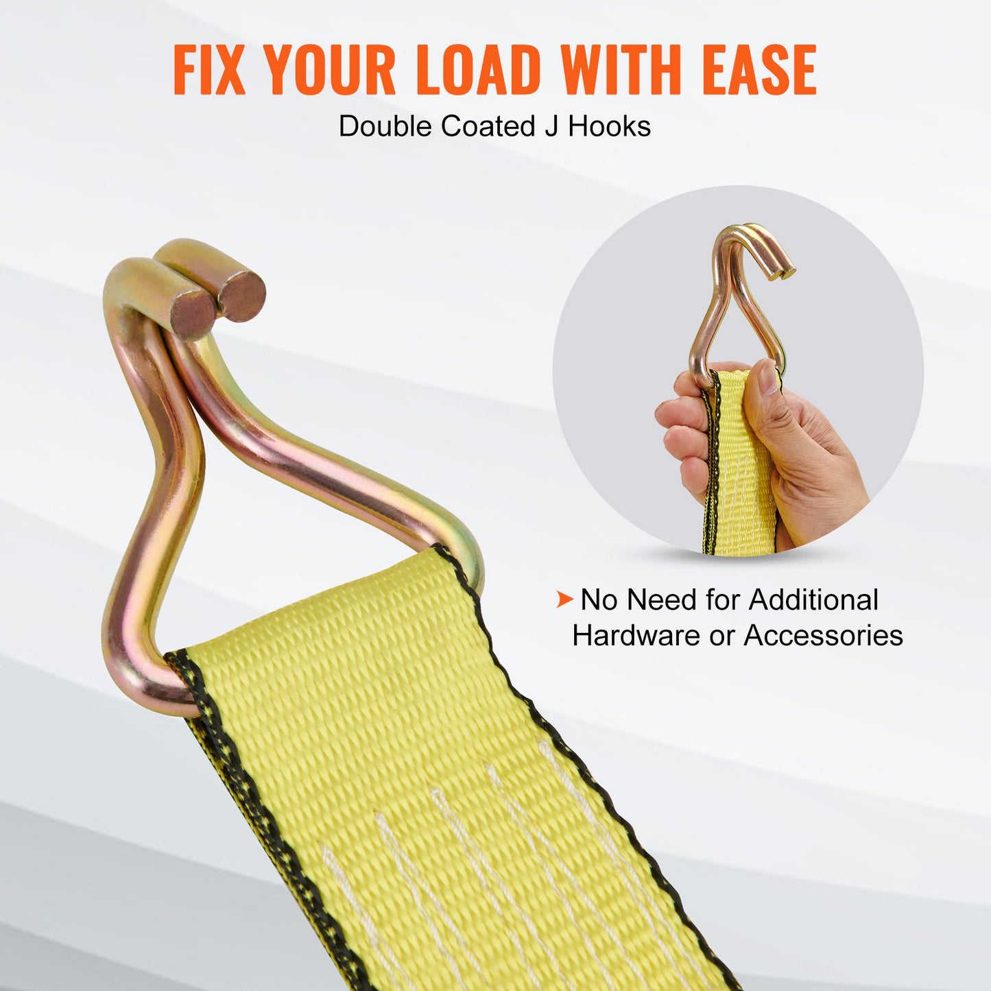 Heavy Duty Ratchet Tie Down Straps 4 Pack - 10,000Lb Breaking Strength, Double J Hooks, 2' x 27' Cargo Securing Straps - Yellow