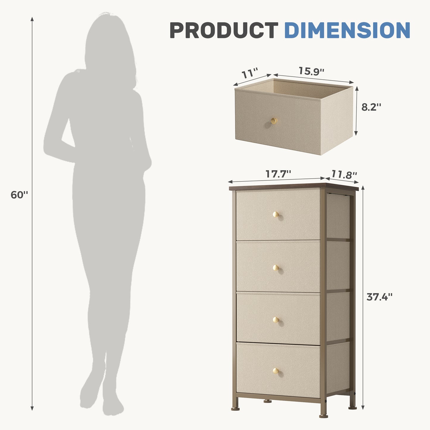 4-Drawer Storage Cabinet for Bedrooms & Living Rooms