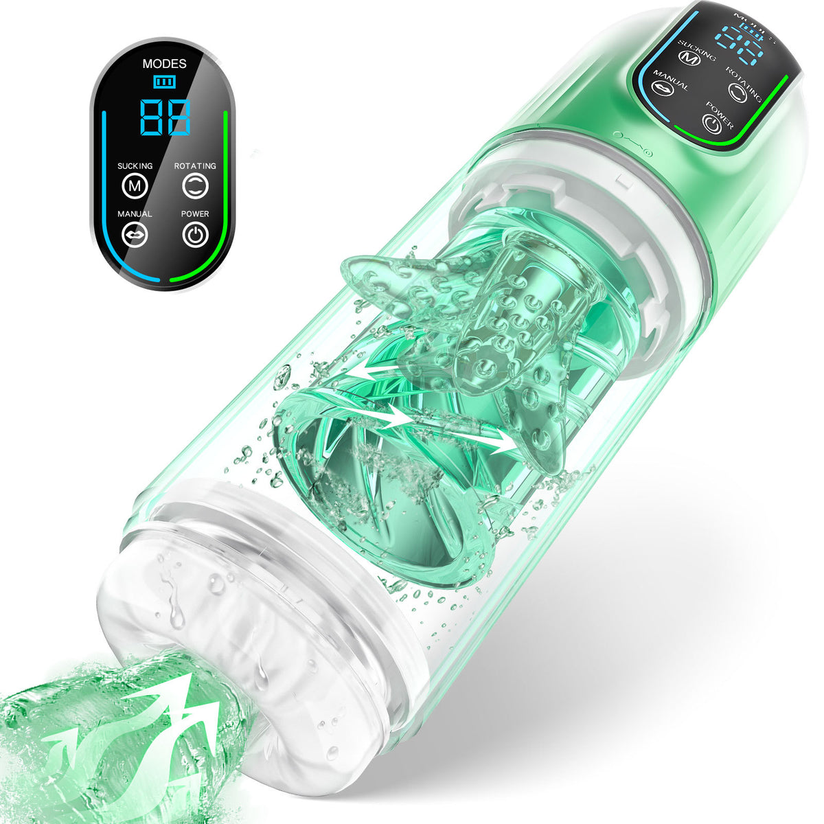 Adult Water Bath Toy with Rotating Vibration and Sucking Function, Retractable Design