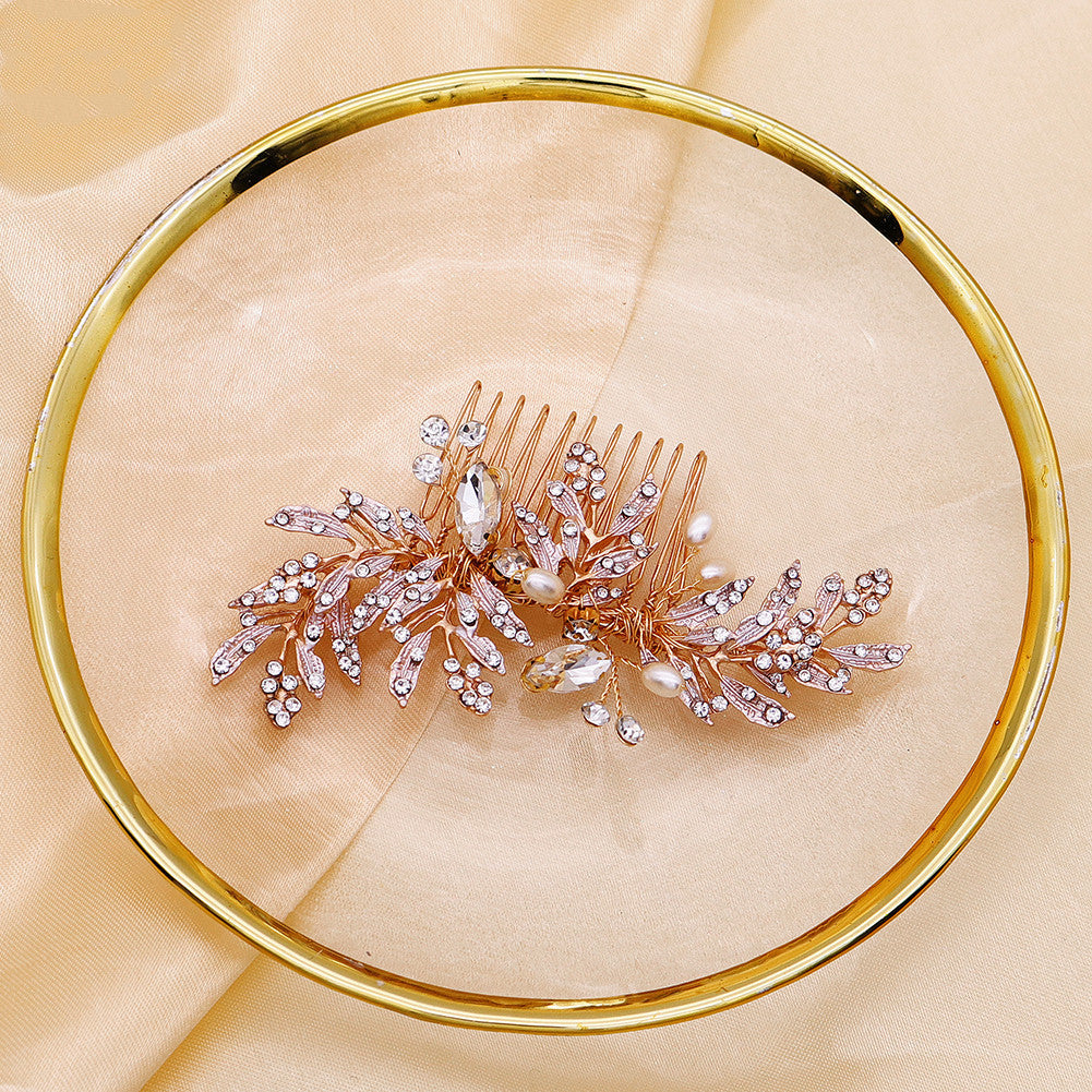 Vintage Diamond Leaf Hairpin Gold