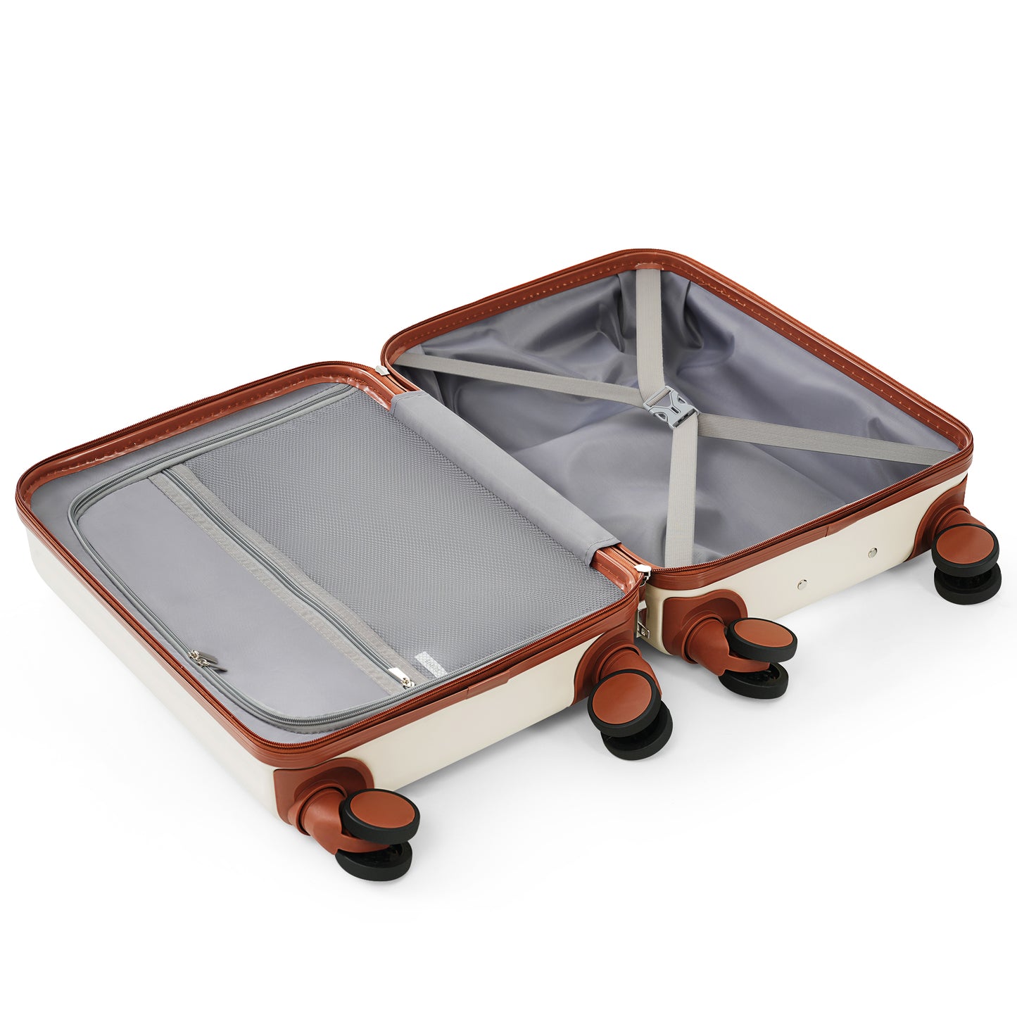 3-Piece Luggage Set with USB Port - 20, 24, 28 Inch, Ivory