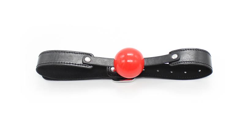Adult Leather Ball Plug Toy Set with Adjustable Belt - Black & Red