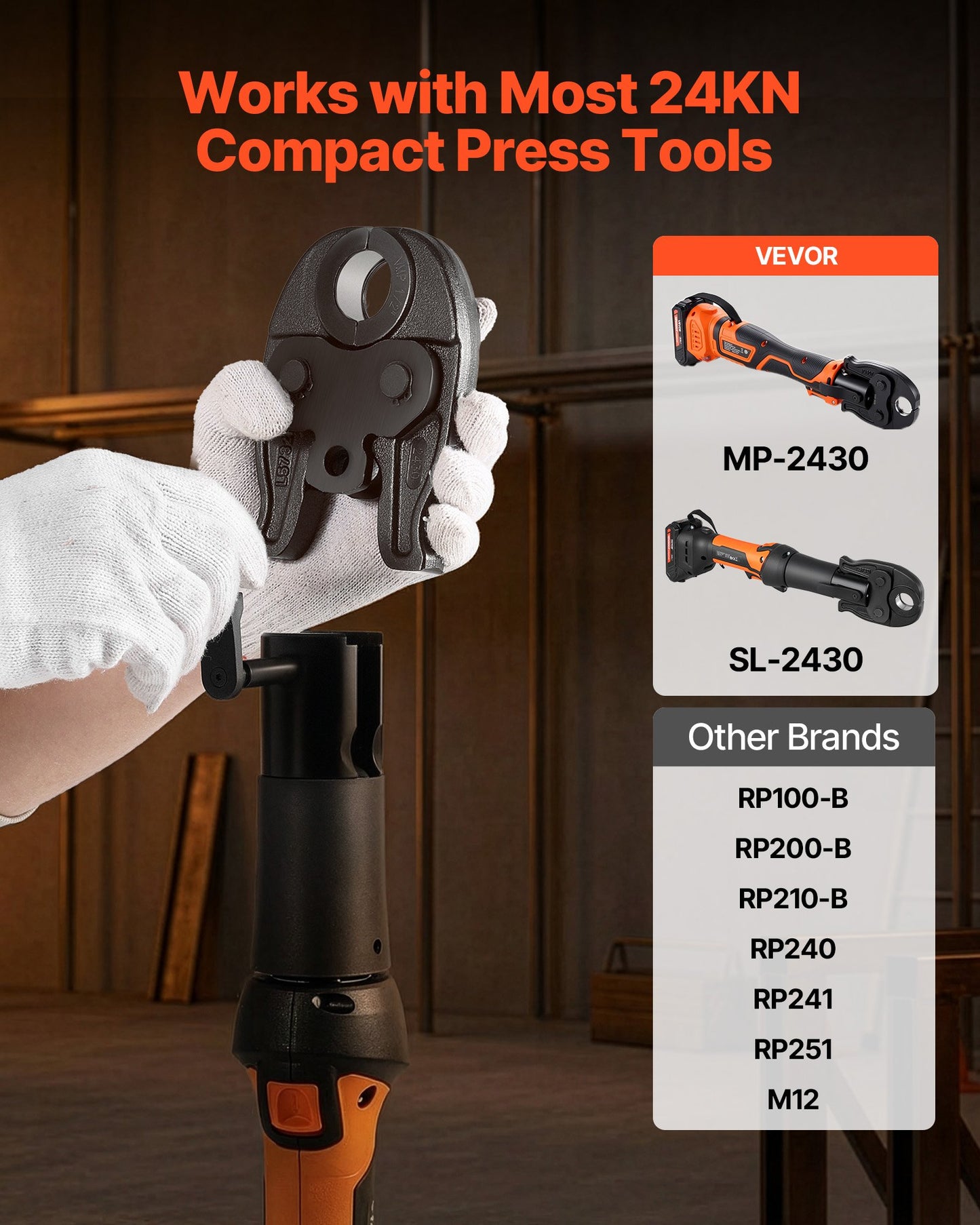1/2 Inch MegaPress Jaw for Compact Press Tools - High-Strength Steel, Black