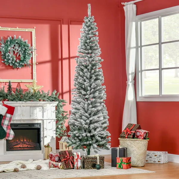 7.5-Foot Snow-Flocked Artificial Christmas Tree - Indoor Use