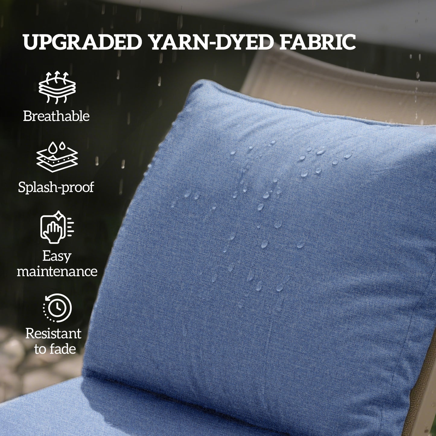 Outdoor Patio Chair Cushions Set of 2 - Blue Fade Resistant