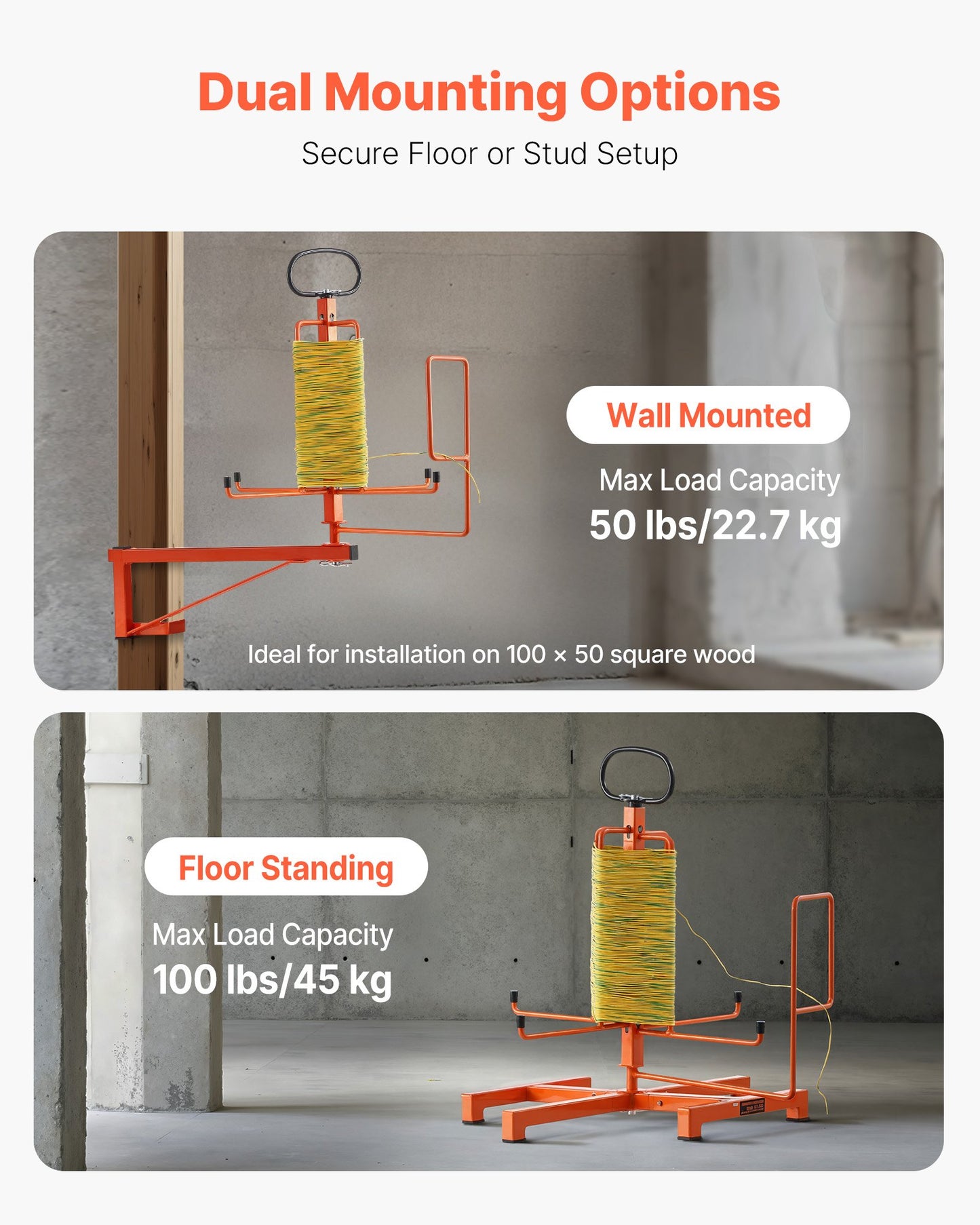 Portable Floor Cable Dispenser for Industrial & Electrical Use - Orange