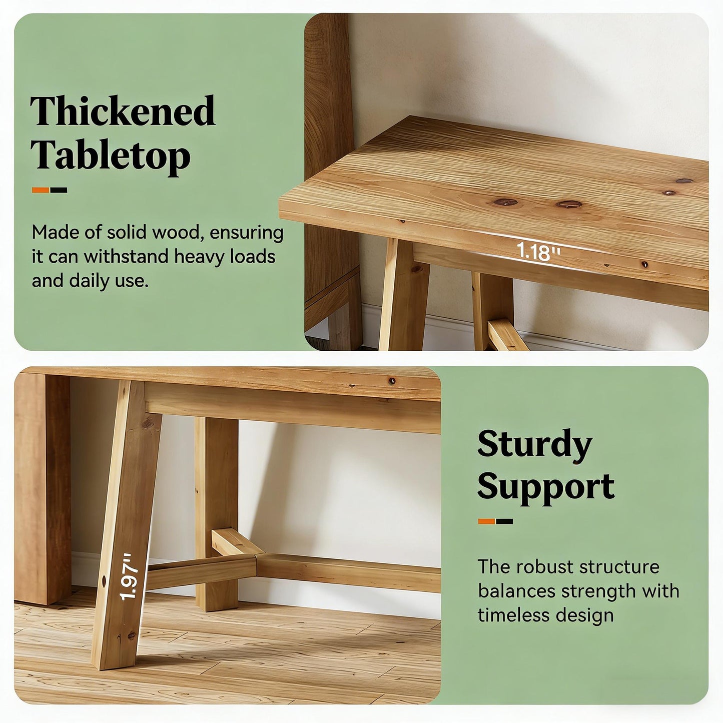 Rustic Entryway Bench - 55-Inch Solid Wood Shoe Storage