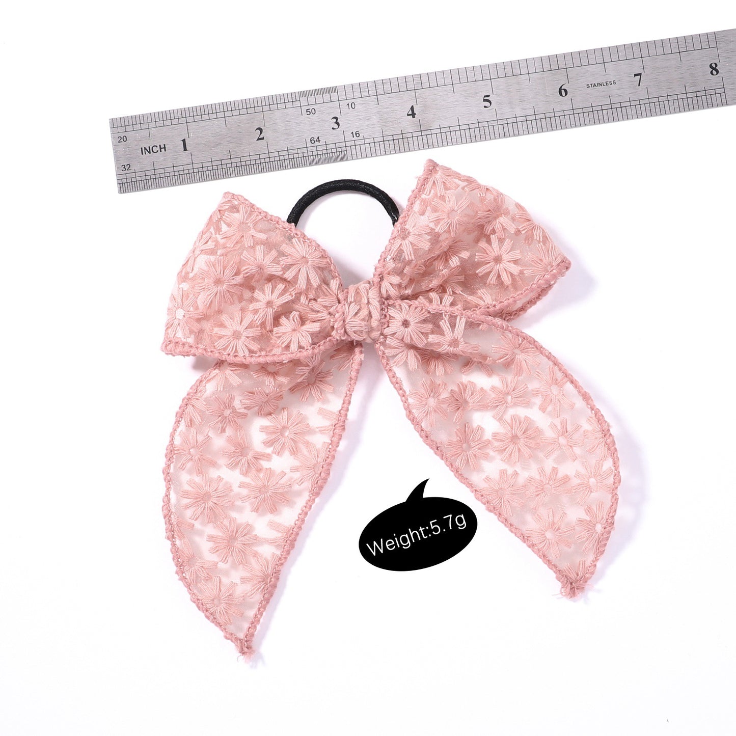 Cute Embroidered Bowknot Hair Ring with Lace and Floral Design - Child & Women Hair Accessories