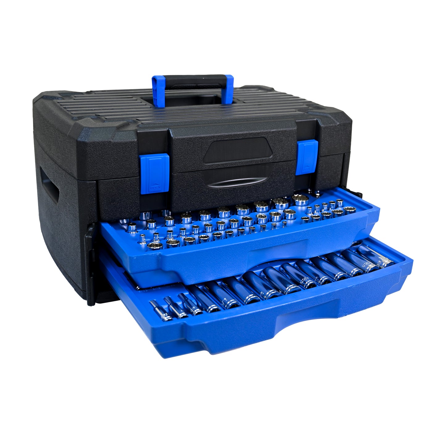 Black Hand Tool Box with 266-Piece Toolset, Portable Storage for DIY & Professional Use