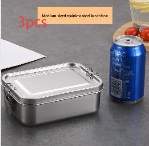 Stainless Steel Picnic Lunch Box with Snap Closure - Multiple Sizes & Quantities