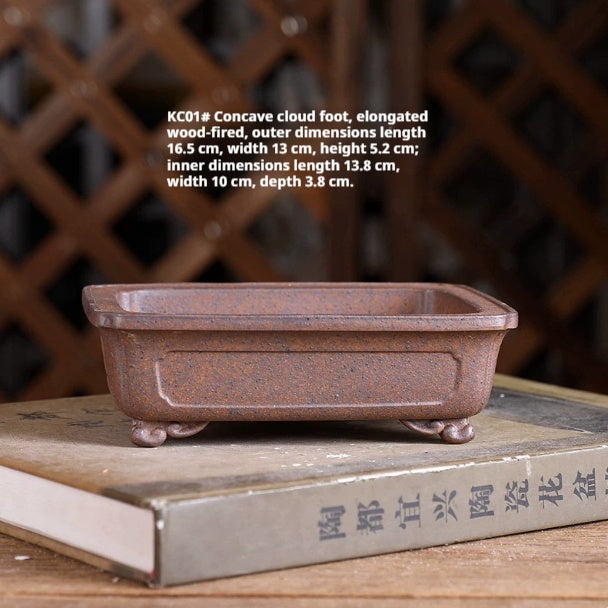 Small Purple Clay Flower Pot - Wood-Fired Indoor Plant Container for Desk or Study
