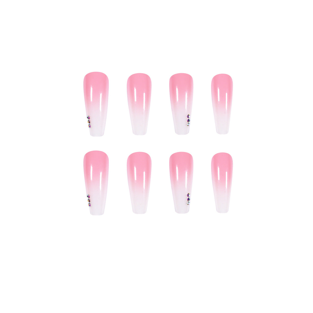 Gradient Rhinestone Nail Stickers Set - 24 Pieces for Nail Art