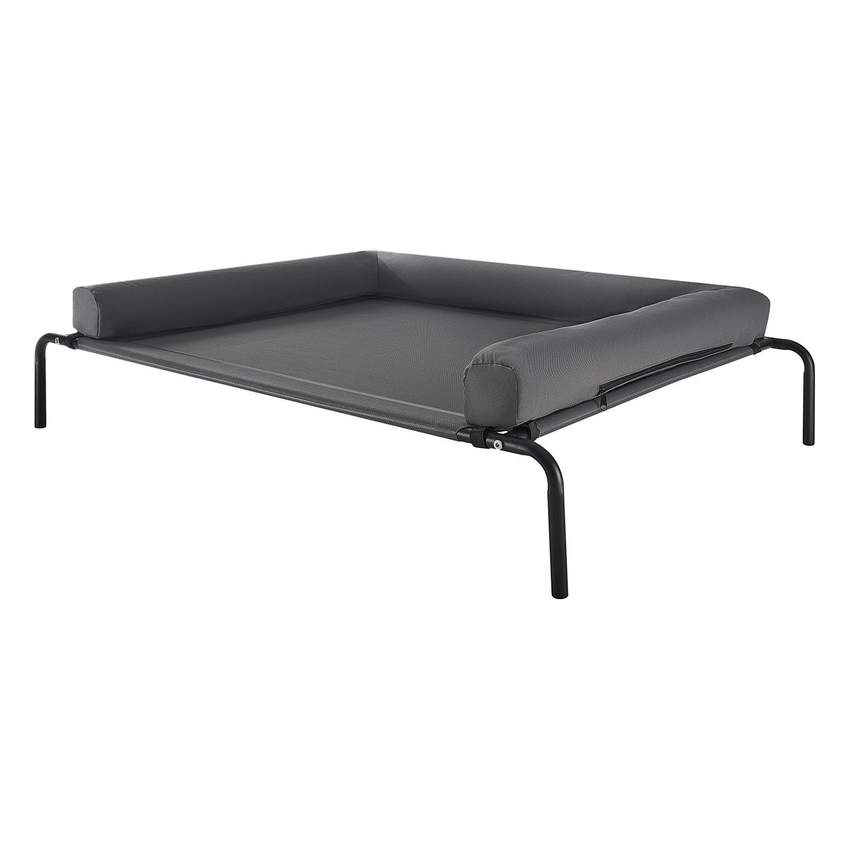 Large Elevated Dog Bed with Pillow - Portable Raised Pet Cot in Gray, XL