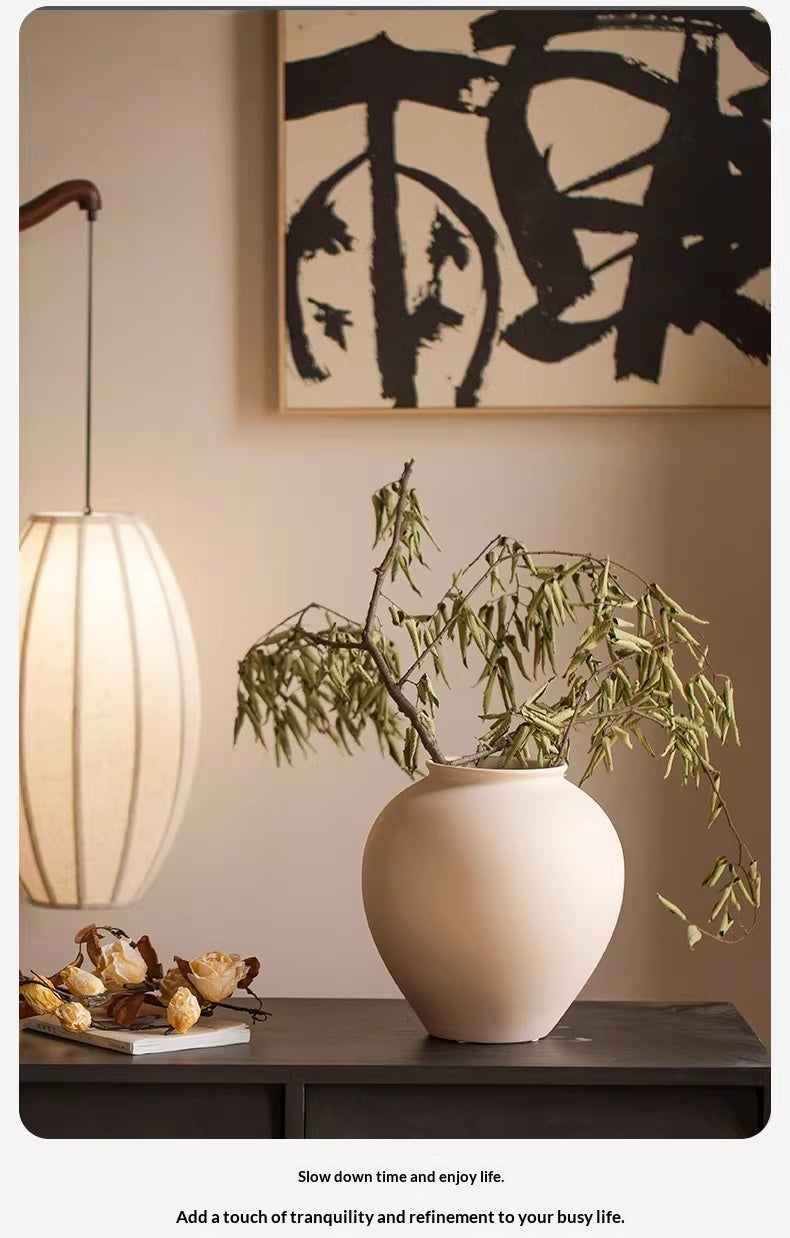 Wabi-Sabi Ceramic Vase for Home Decor - Pink & White Tabletop Flower Vase