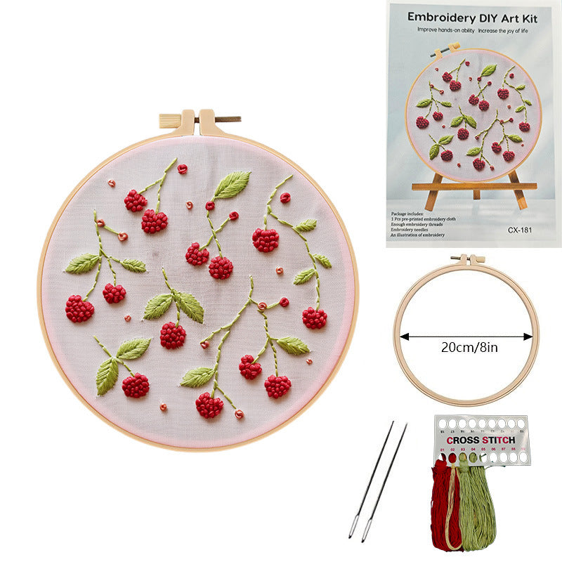 European Embroidery Material Pack with Embroidery Frame for Cross-Stitch Crafts