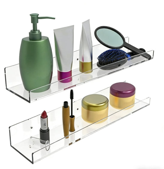 38cm Acrylic Wall Storage Rack with U-Shaped Partition - Multi-Color Options