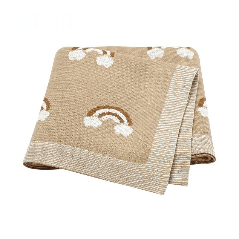 Baby Knitted Rainbow Cloud Blanket - Spring & Autumn Bedding for 70x90cm Kids