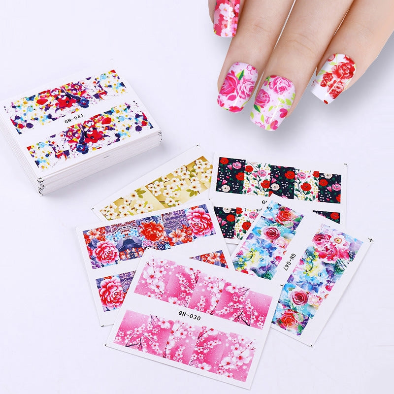 Waterproof Nail Stickers Butterfly Flower Feather Watermark Set - Non-Repetitive