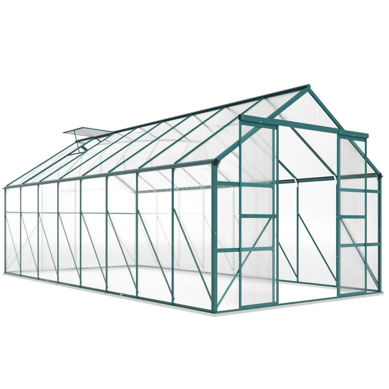 Greenhouse Kit with Aluminum Frame, Polycarbonate Panels, Adjustable Roof Vent