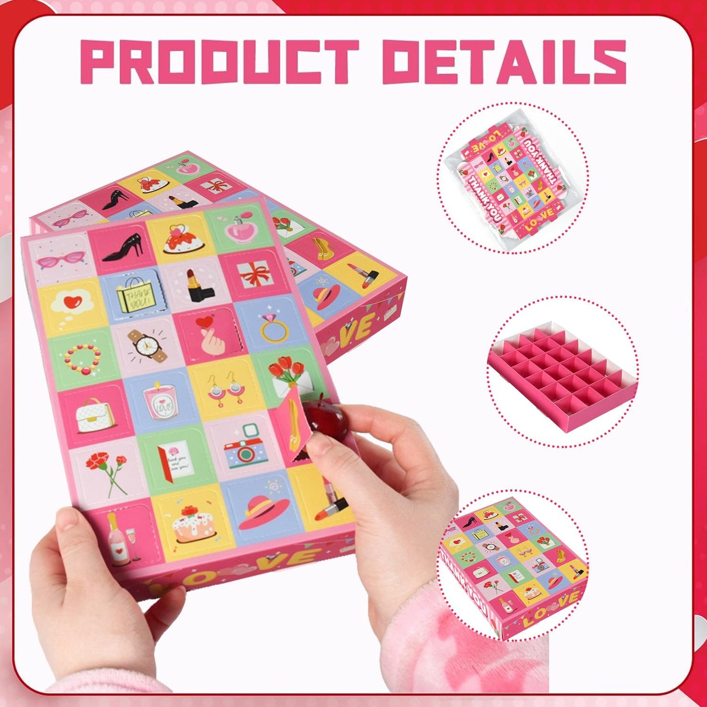 24-Day Countdown Gift Boxes - 10 Pink Valentine’s Day DIY Boxes