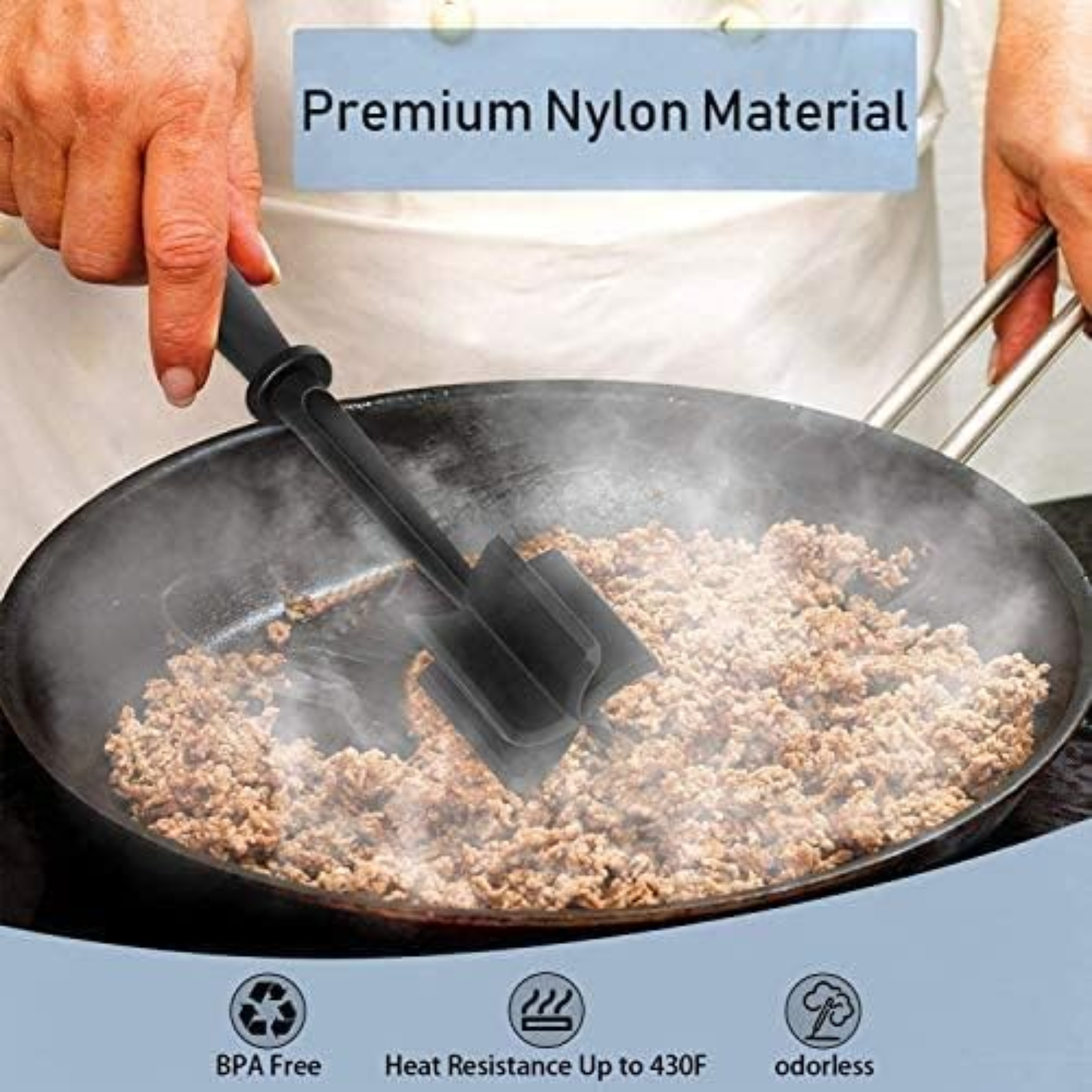 Heat Resistant Meat Chopper & Ground Beef Masher - Black