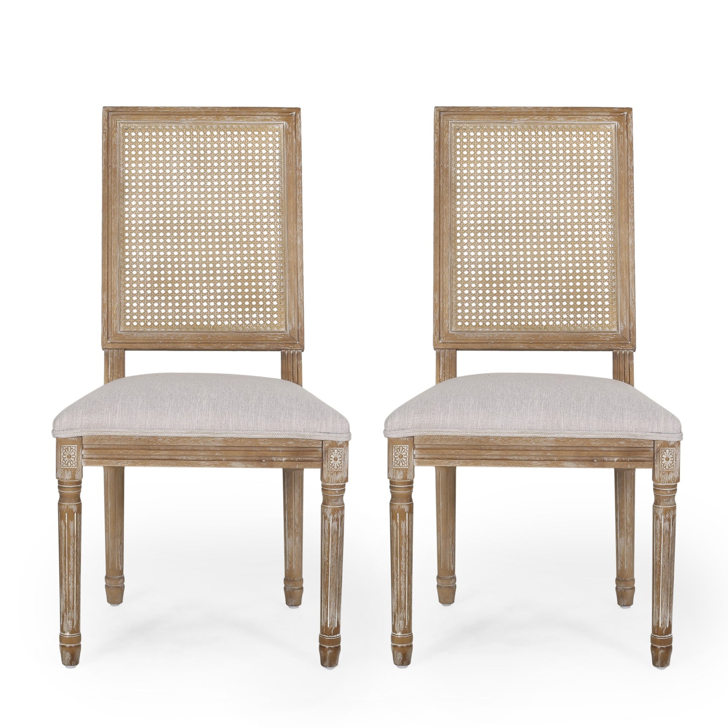 Light Grey Dining Chair Set of 2 - French Country Style