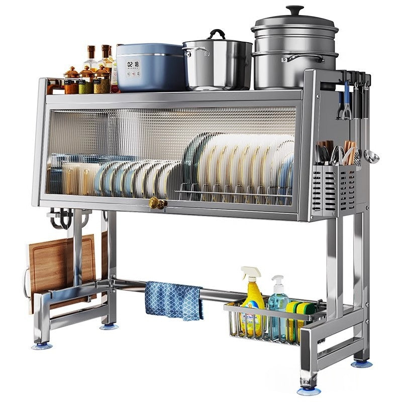 Stainless Steel Kitchen Sink Rack with Draining Set & Hooks - Multiple Sizes