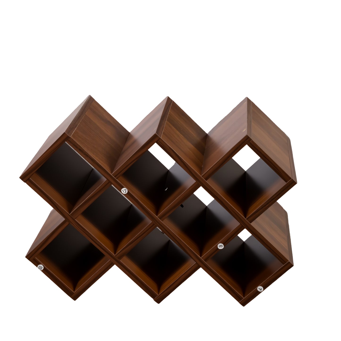 Wall Mounted 3 Tier Rustic Wine Rack with Glass Holder - Walnut